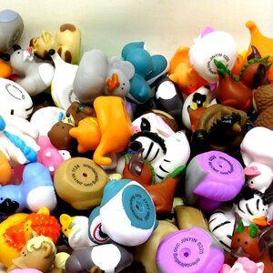 10 Animal Rubber Ducks 2 inch Squirter Mixed Wild Domestic Duck Toy